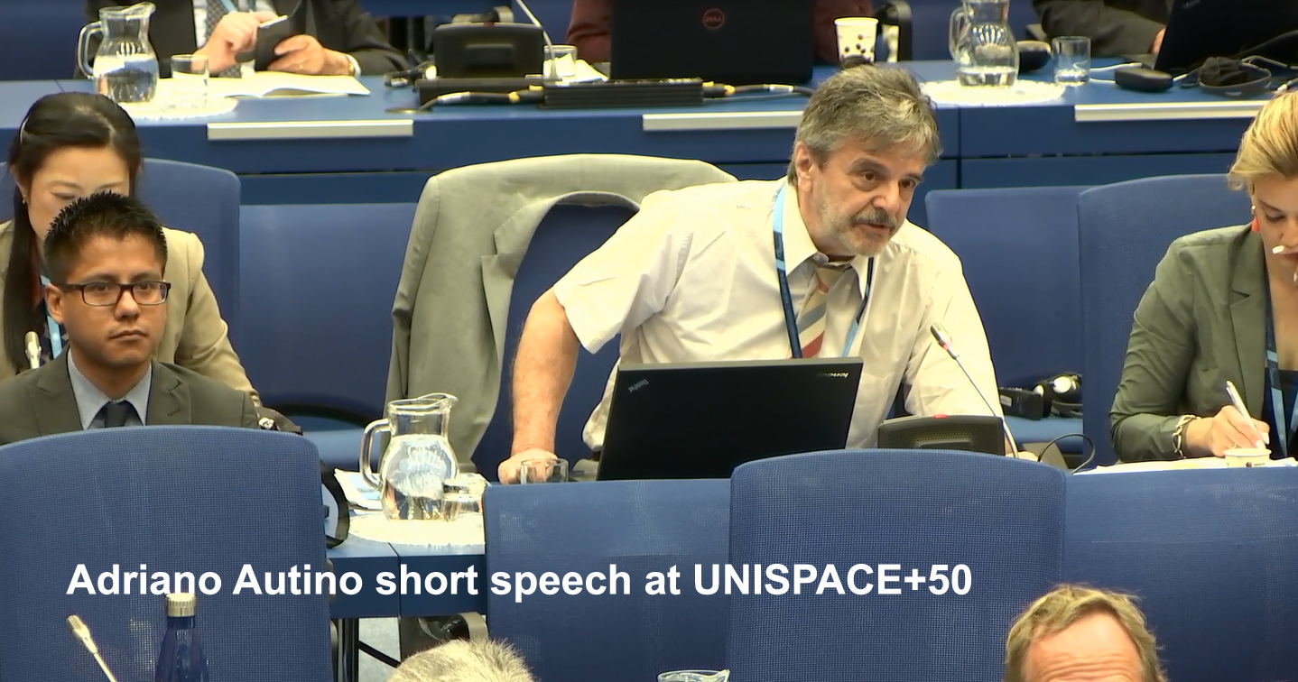 Adriano Autino briefly talks to UNISPACE+50 conference in Wien, the July 19th 2018