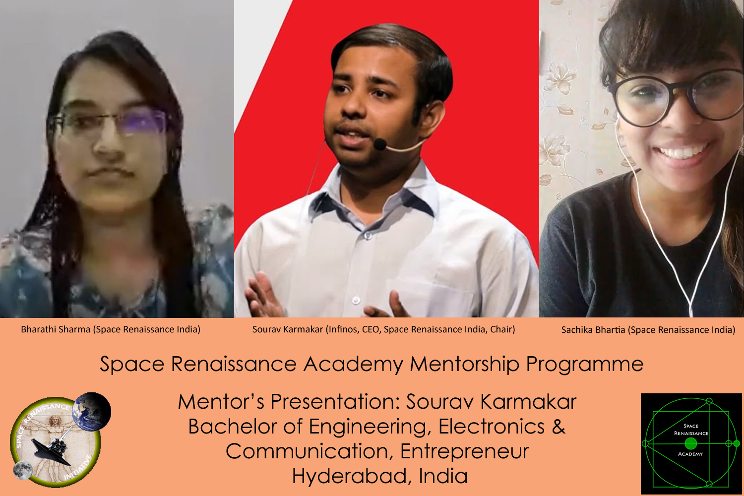 Sourav Karmakar interviewed by Bharathi Sharma and Sachika Bhatia for the Space Renaissance Academy Mentorship Programme