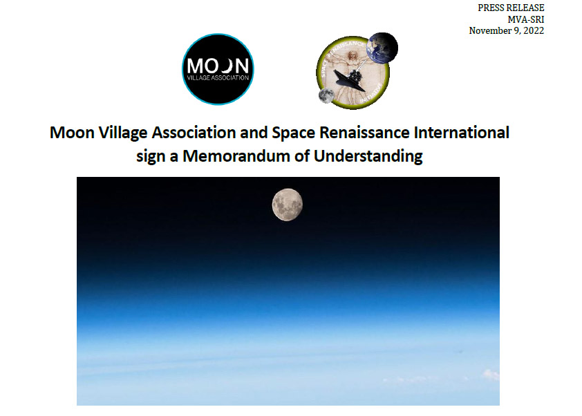 Moon Village Association and Space Renaissance International sign a Memorandum of Understanding