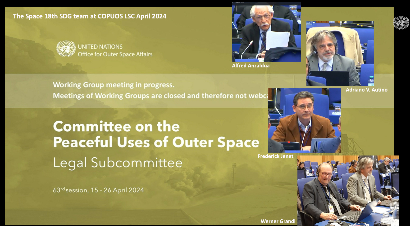 A summary of the Space 18th SDG speeches and technical presentations at COPUOS Legal Subcommittee – 15-26 April 2024